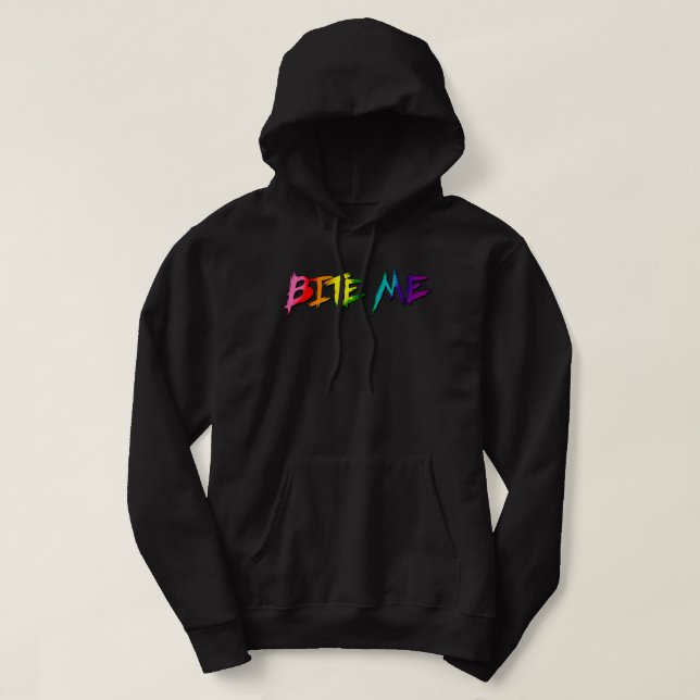 Rainbow Pride Bite Me Hoodie (Design Front)