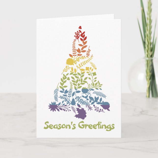 Rainbow Pride Christmas Tree Holiday Card (Front)