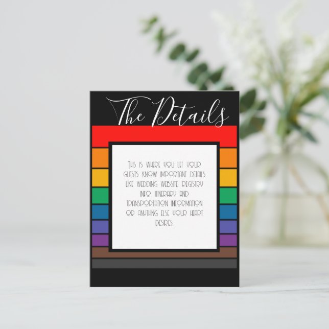 Rainbow Pride Colour Block Stripe Details Postcard (Standing Front)
