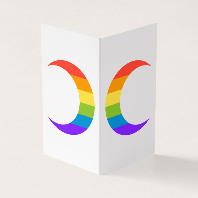 Rainbow Pride Crescent Moons Greeting Card (Outside)