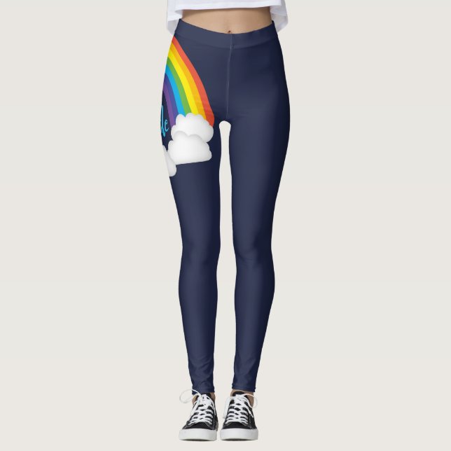 Rainbow Pride Deep Blue Parade Leggings (Front)