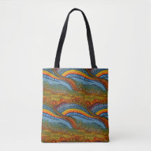 Rainbow pride dot art tote bag