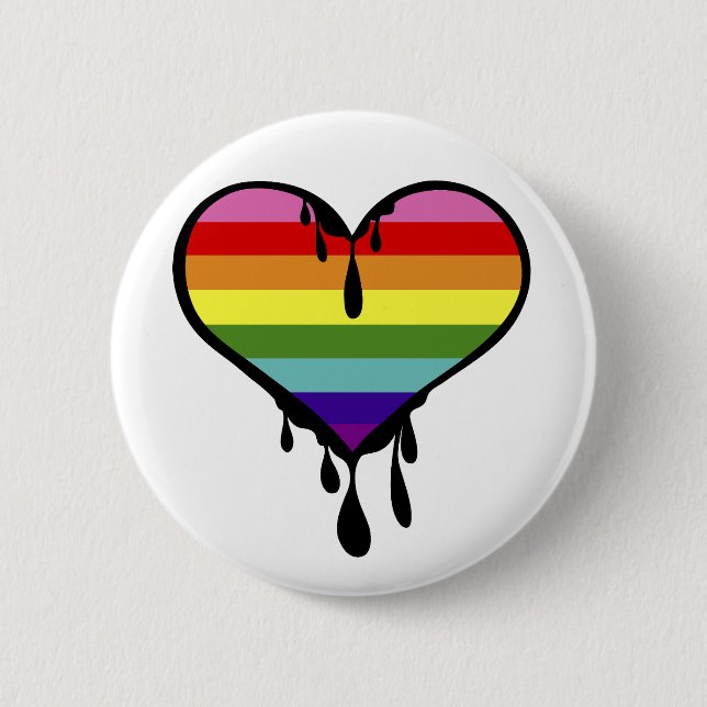 Rainbow Pride Dripping Heart 6 Cm Round Badge (Front)