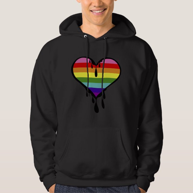 Rainbow Pride Dripping Heart Hoodie (Front)