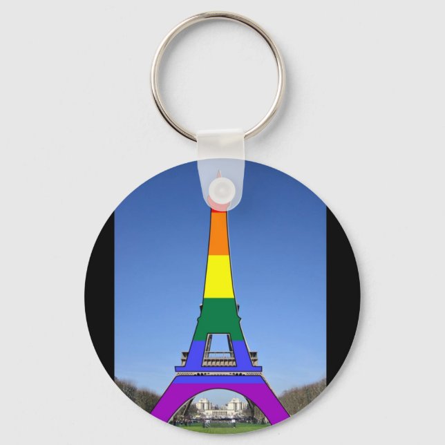 Rainbow Pride Eiffel Tower Key Ring (Front)