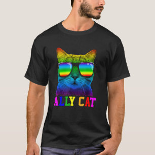 Rainbow Pride Flag Ally Cat Lgbt Gay Boys Men Girl T-Shirt