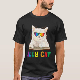 Rainbow Pride Flag Ally Cat Lgbt Gay Boys Men Girl T-Shirt