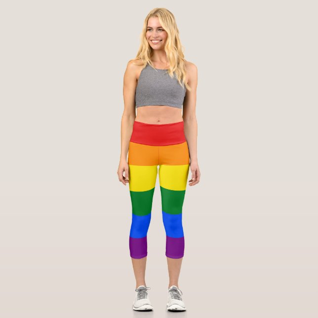 Rainbow Pride Flag Capri Leggings (Front)