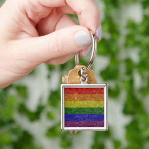 Rainbow pride flag key ring