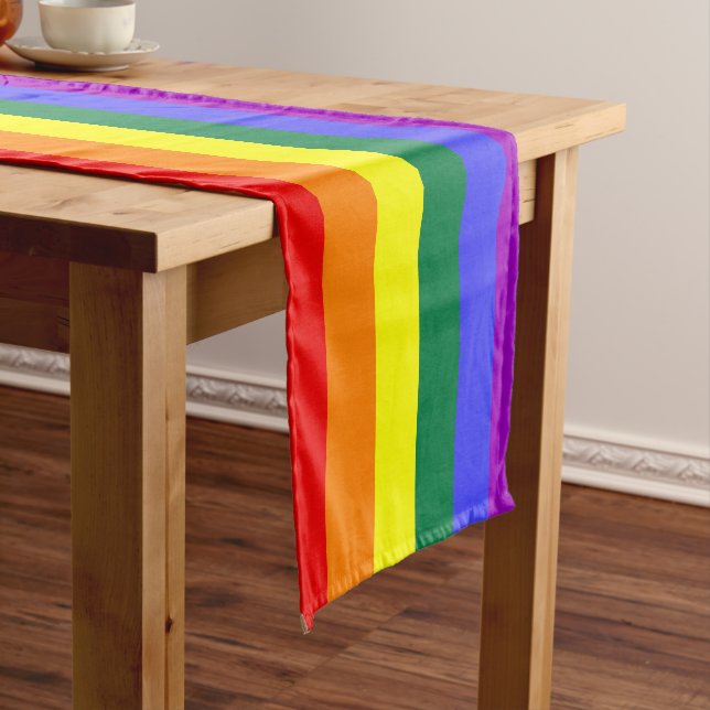 Rainbow Pride Flag Long Table Runner (In Situ)