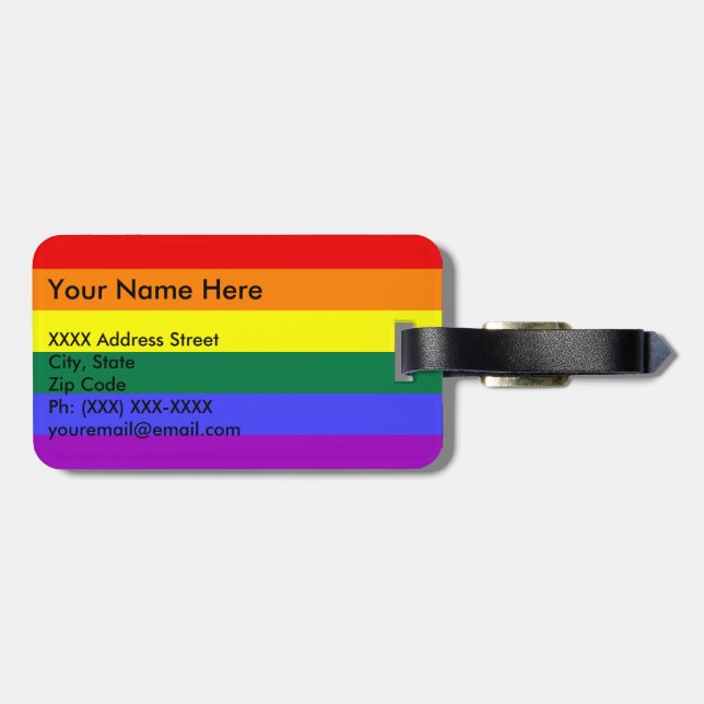 Rainbow Pride Flag Luggage Tag (Back Horizontal)