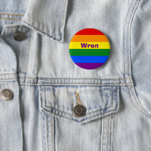 Rainbow Pride Flag Name or Monogram 6 Cm Round Badge