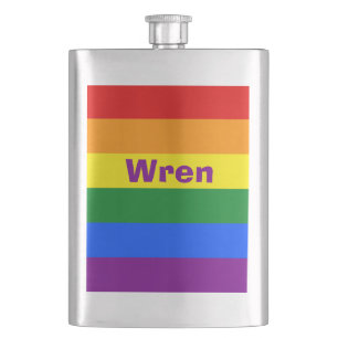 Rainbow Pride Flag Name or Monogram Hip Flask
