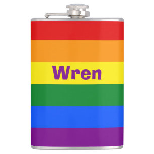 Rainbow Pride Flag Name or Monogram Hip Flask