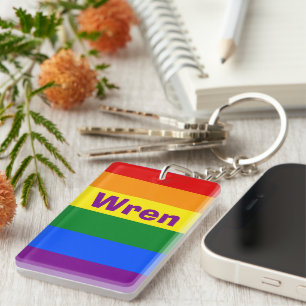 Rainbow Pride Flag Name or Monogram Key Ring