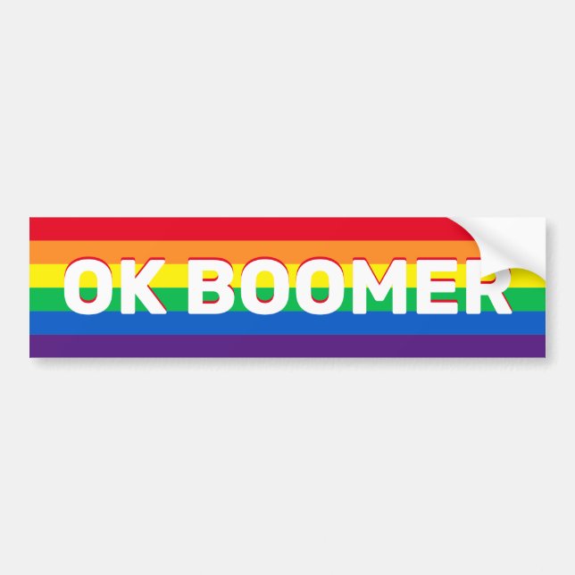 Rainbow Pride Flag Ok Boomer Meme Bumper Sticker (Front)