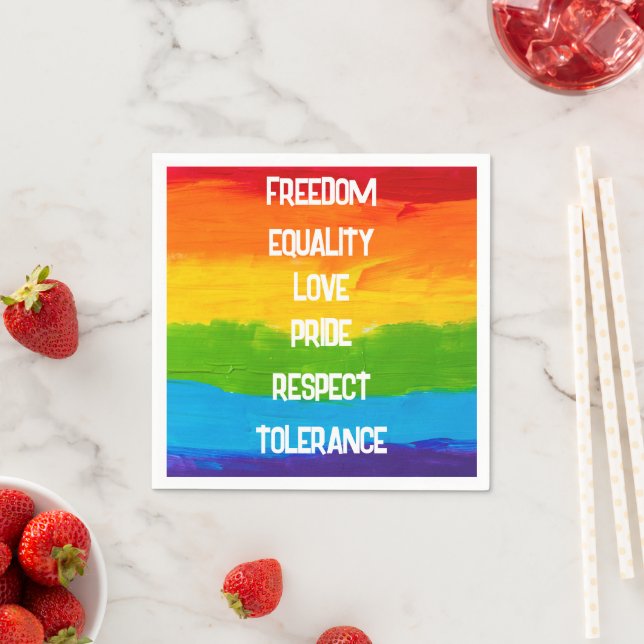 Rainbow Pride Flag Party Napkins – LGBTQ+ Decor (Insitu)