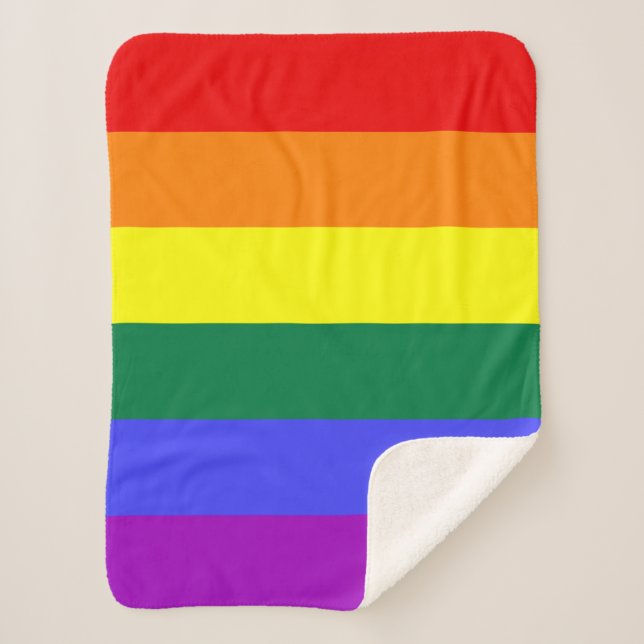 Rainbow Pride Flag Sherpa Blanket (Front)