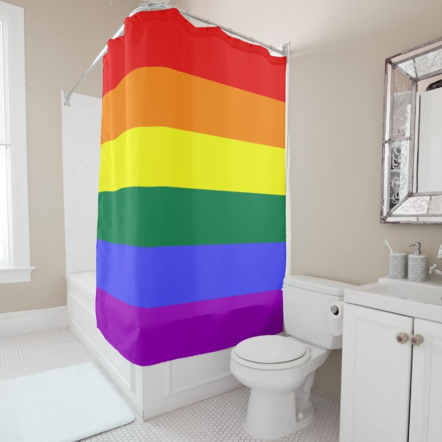 Rainbow Pride Flag Shower Curtain (In Situ)
