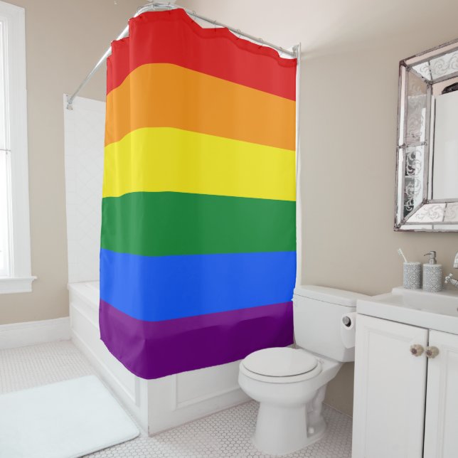 Rainbow Pride Flag Shower Curtain (In Situ)