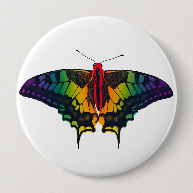 Rainbow Pride Flag Swallowtail Butterfly 10 Cm Round Badge (Front)