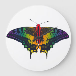 Rainbow Pride Flag Swallowtail Butterfly Large Clock