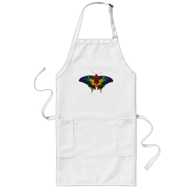 Rainbow Pride Flag Swallowtail Butterfly Long Apron (Front)