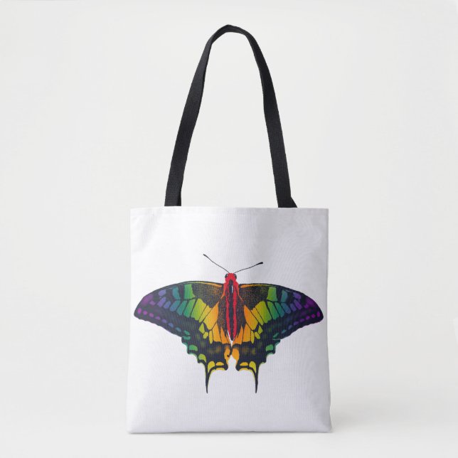 Rainbow Pride Flag Swallowtail Butterfly Tote Bag (Front)