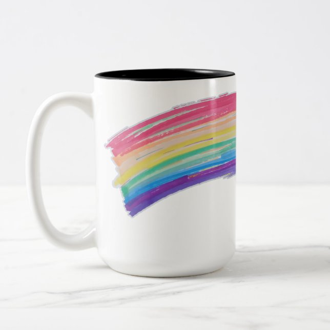 Rainbow Pride Flag Two-Tone Coffee Mug (Left)