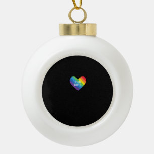 Rainbow Pride Gay Christian LGBTQ+ Jesus Loves T-S Ceramic Ball Christmas Ornament