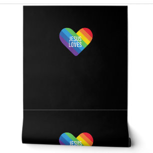 Rainbow Pride Gay Christian LGBTQ+ Jesus Loves T-S Wallpaper