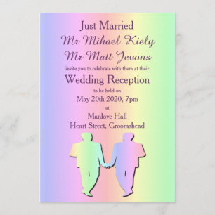 Rainbow Pride Gay Wedding Reception Invitation