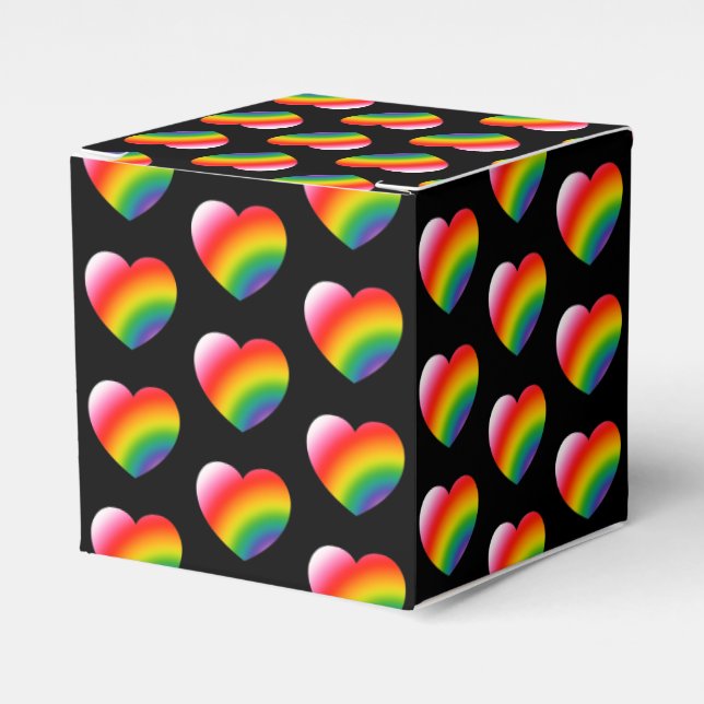 Rainbow Pride Gradient Hearts Pattern Favour Box (Front Side)