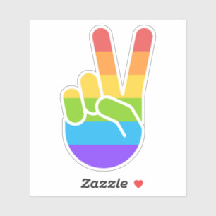 Rainbow Pride Hand Peace Sign Kiss Cut Sticker