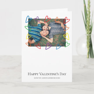 Rainbow Pride Heart Frame Photo LGBT Gay Valentine Holiday Card