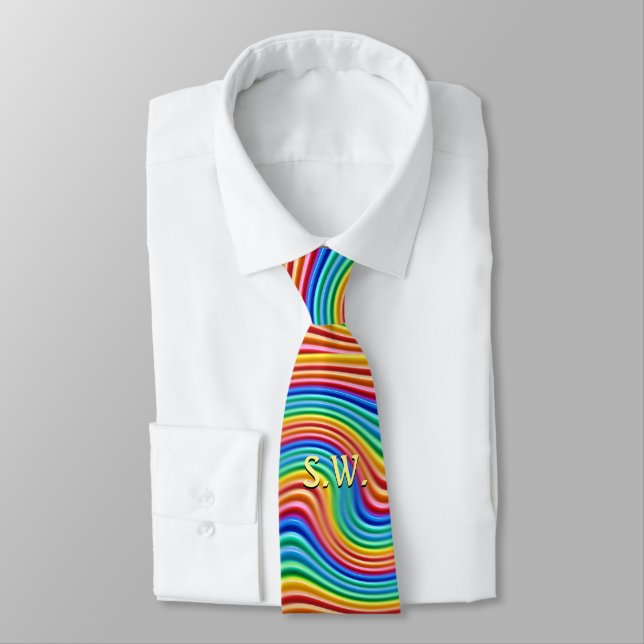 Rainbow Pride Initial Tie (Tied)