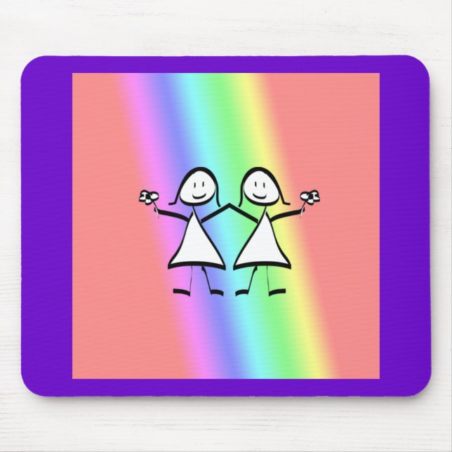 Rainbow Pride Lesbian Brides Mouse Mat (Front)