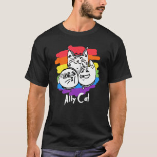 Rainbow Pride Lgbt Gay Flag Ally Cat 1 T-Shirt