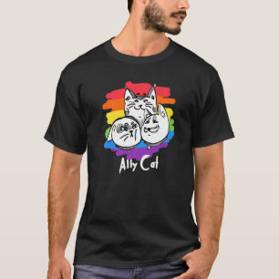 Rainbow Pride Lgbt Gay Flag Ally Cat  1 T-Shirt