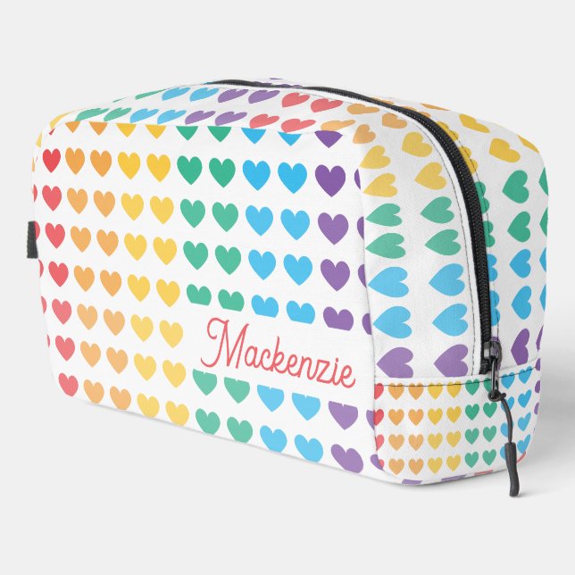 Rainbow Pride LGBT Love Heart Personalised Dopp Kit (Right Corner)