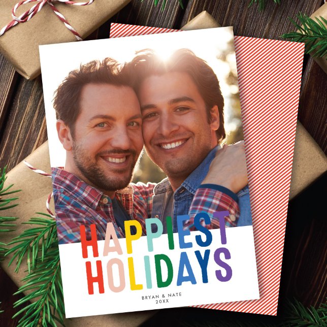 Rainbow Pride LGTBQ Happiest Holidays | Photo Card (Creator Uploaded)