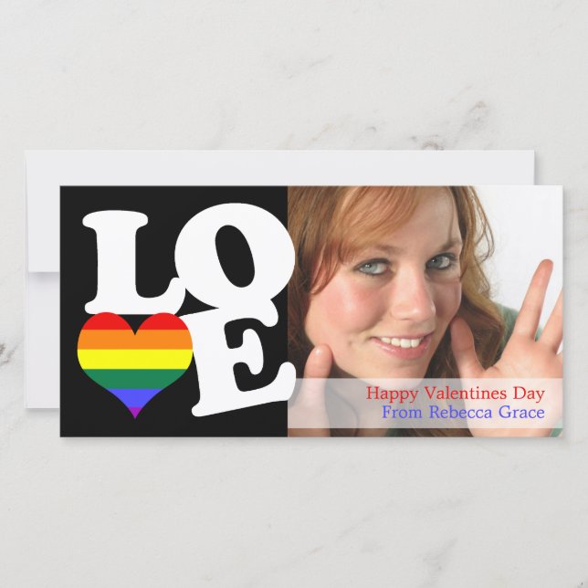 Rainbow Pride Love Heart Holiday Card (Front)