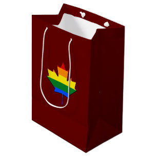 Rainbow pride maple leaf  medium gift bag