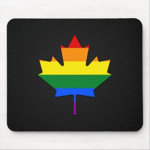 Rainbow pride maple leaf  mouse mat