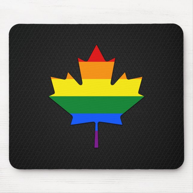 Rainbow pride maple leaf  mouse mat (Front)