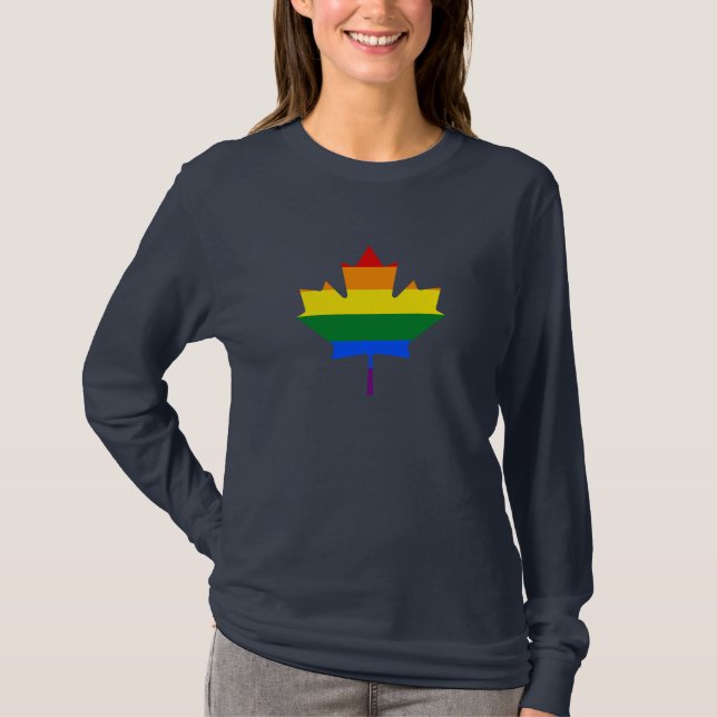 Rainbow pride maple leaf T-Shirt (Front)