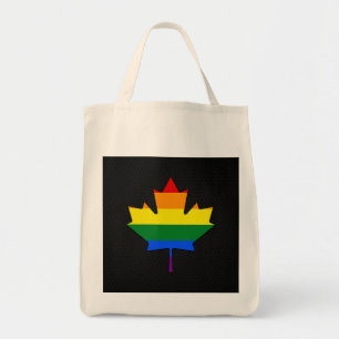 Rainbow pride maple leaf  tote bag