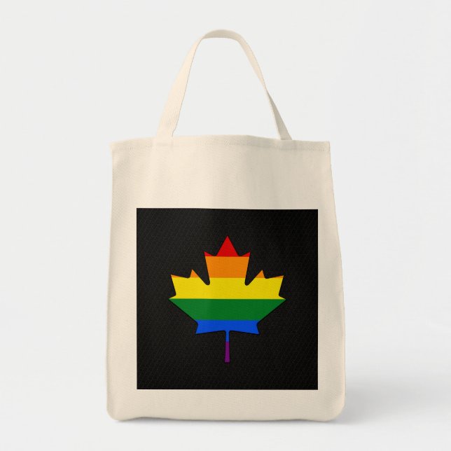 Rainbow pride maple leaf  tote bag (Front)