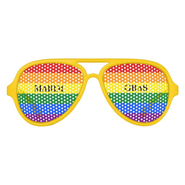 Rainbow Pride Mardi Gras Aviator Sunglasses (Front)