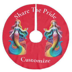 Rainbow Pride Mermaid Thunder_Cove Brushed Polyester Tree Skirt
